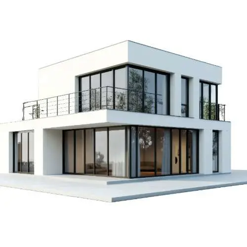 Fassade aus Glas, Aufputz und Metall im Wiener Einfamilienhaus